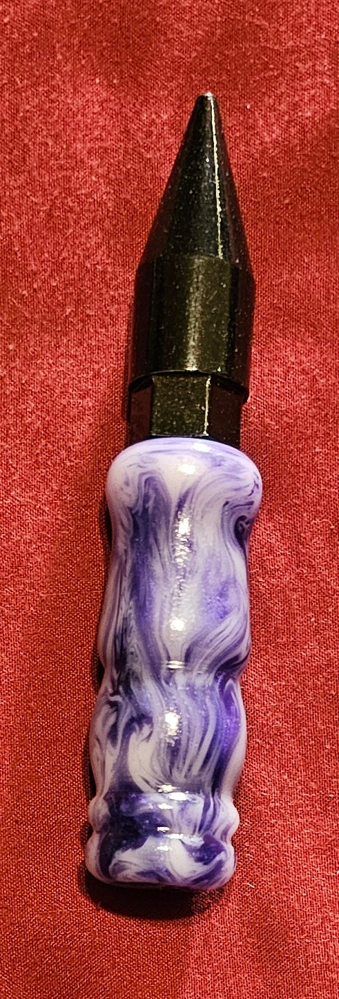 Purple Marble Effect (Pre-Turned) 4.5 total inches with tip. Pictured Tip is for reference only