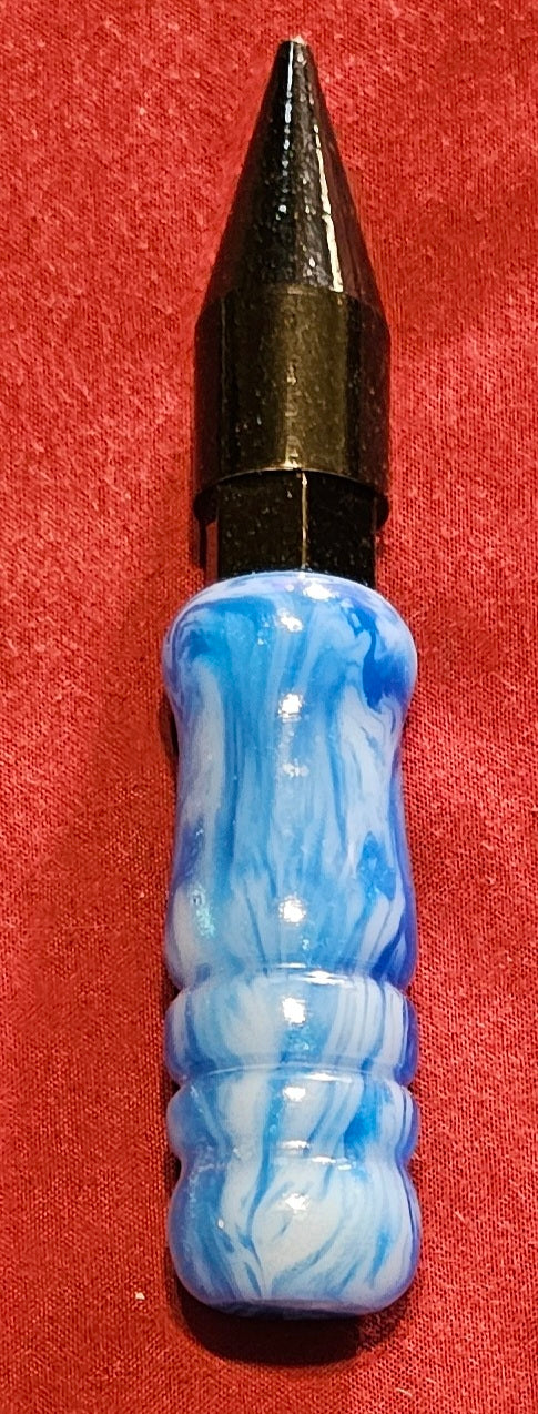 Blue Marble Effect (Pre-Turned) 4.5 total inches with tip. Pictured Tip is for reference only