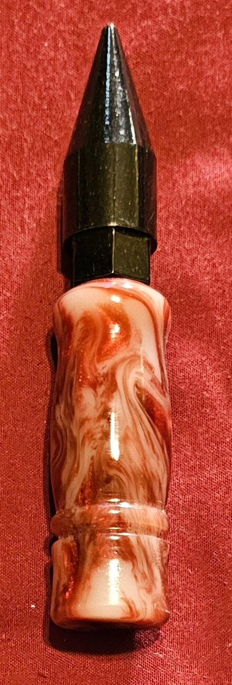 Red Marble Effect (Pre-Turned) 4.5 total inches with tip. Pictured Tip is for reference only