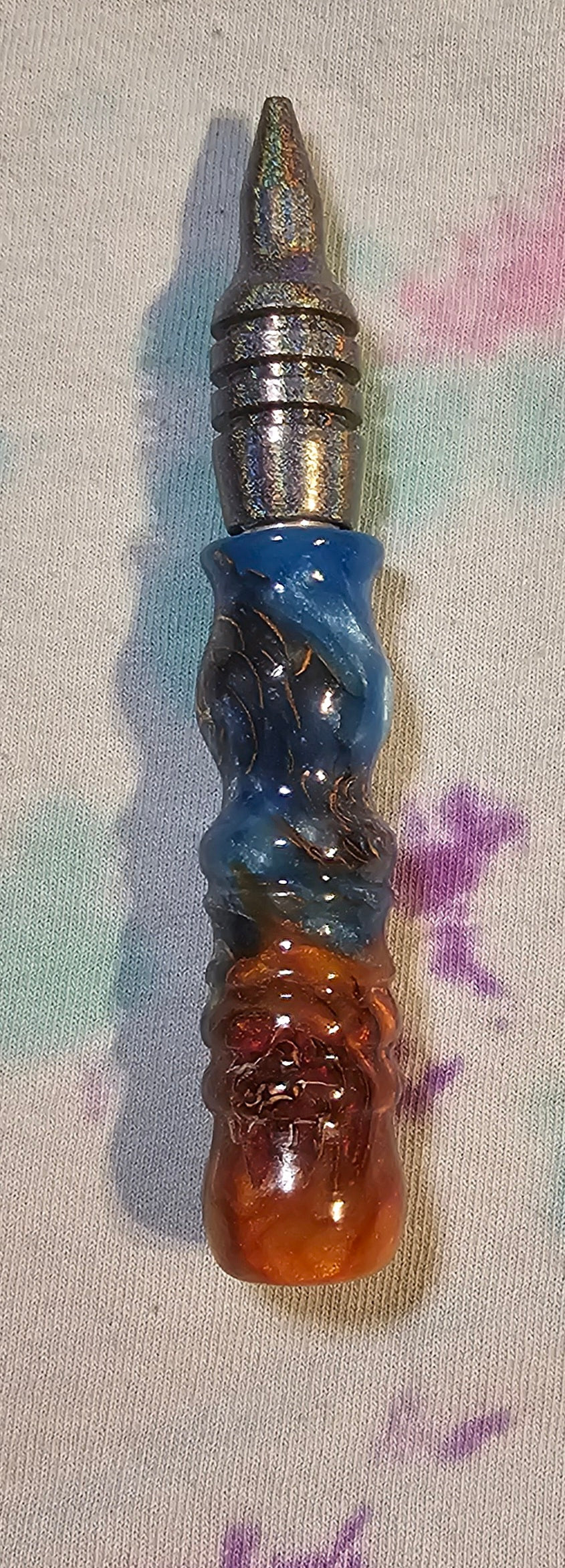 4.25 Total inches Blue and Orange Pinecone Regular Grip