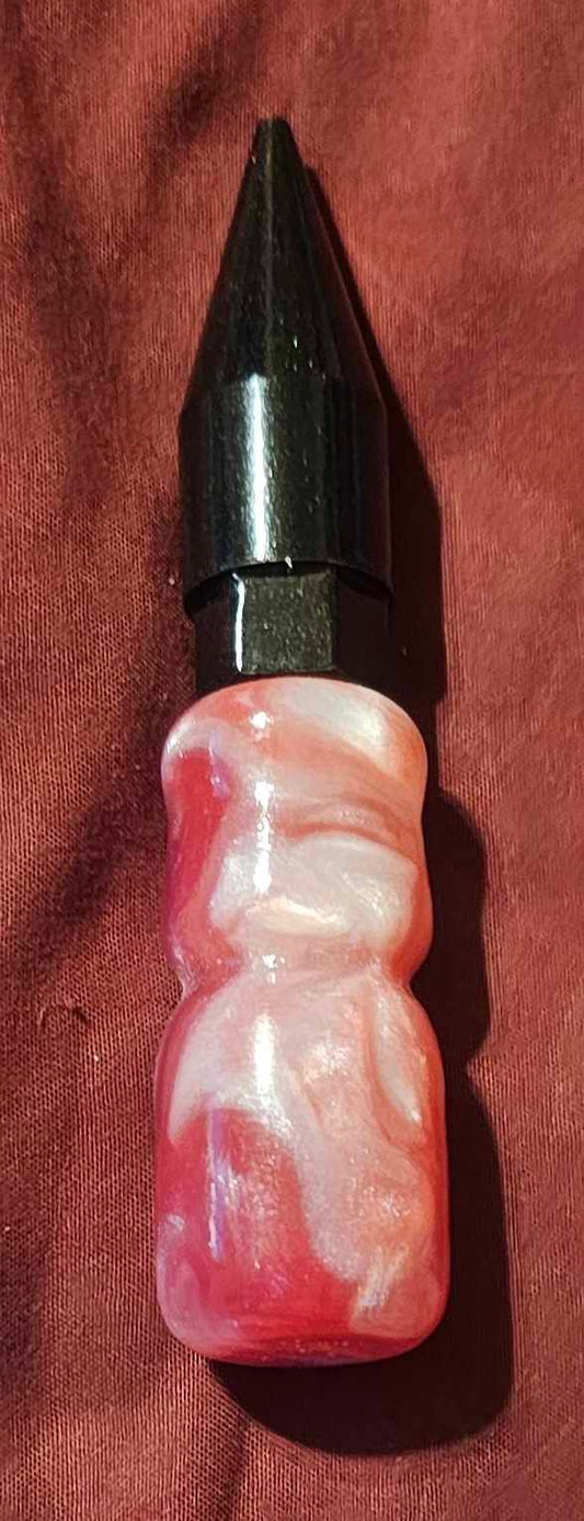 Pink/White 4inch in total length with tip. (Pre-Turned). Pictured Tip is for reference only
