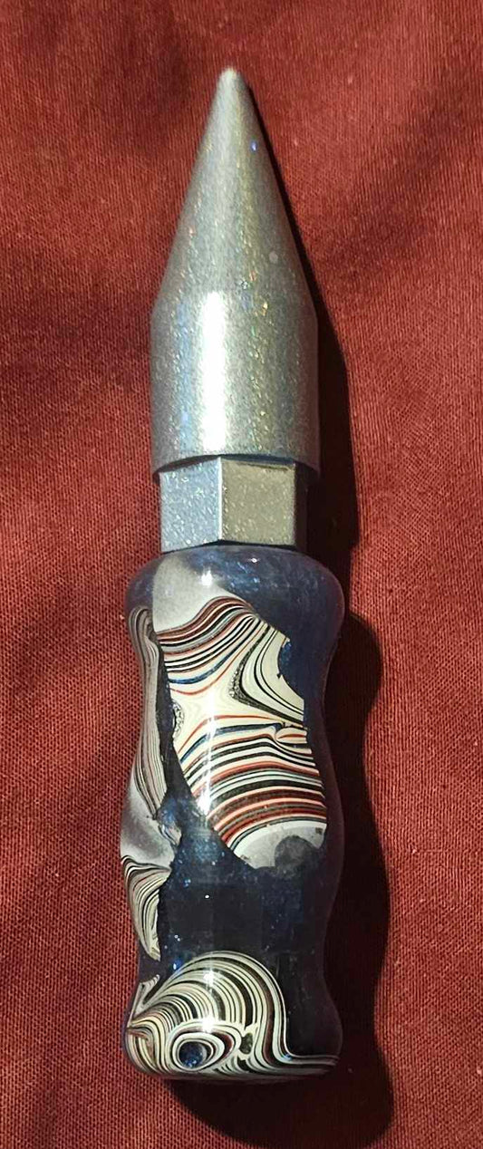 Blue Fordite  4 inch in total length. (Pre-Turned). Pictured Tip is for reference only