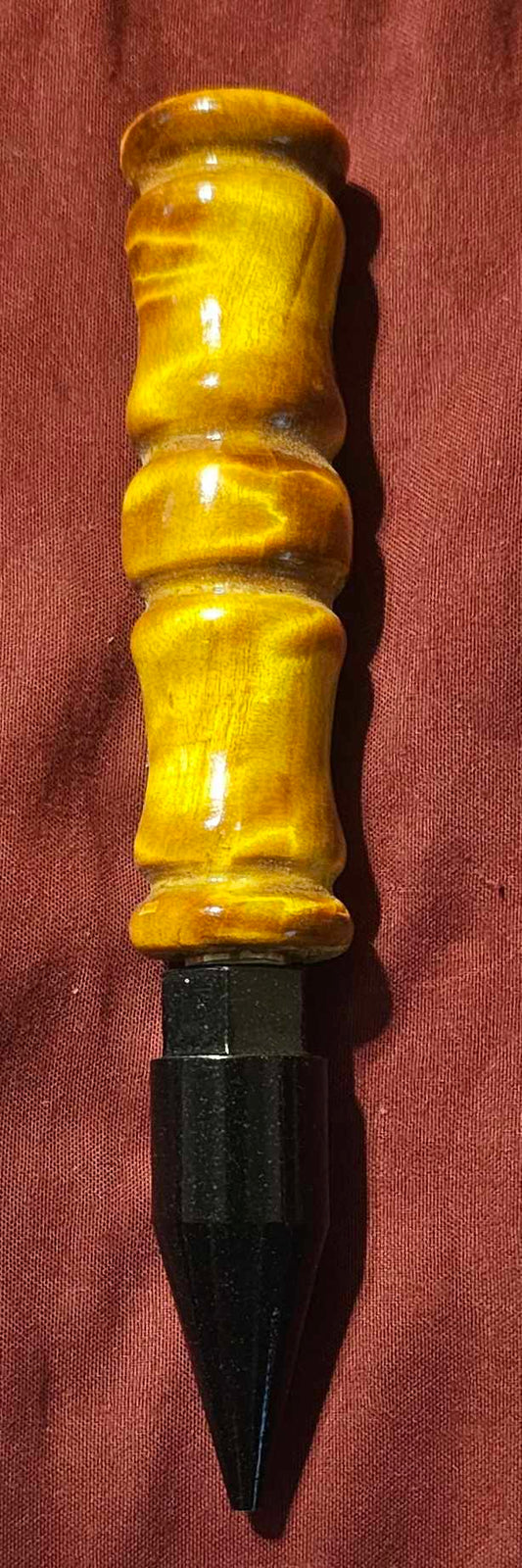 Gold Wood 5 inch in total length with tip. (Pre-Turned). Pictured Tip is for reference only
