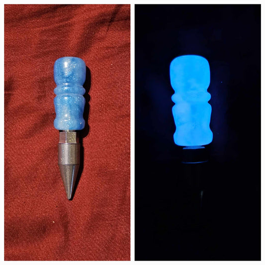 Blue/White 4 Total inches. Glow in the Dark (Pre-Turned). Pictured Tip is for reference only